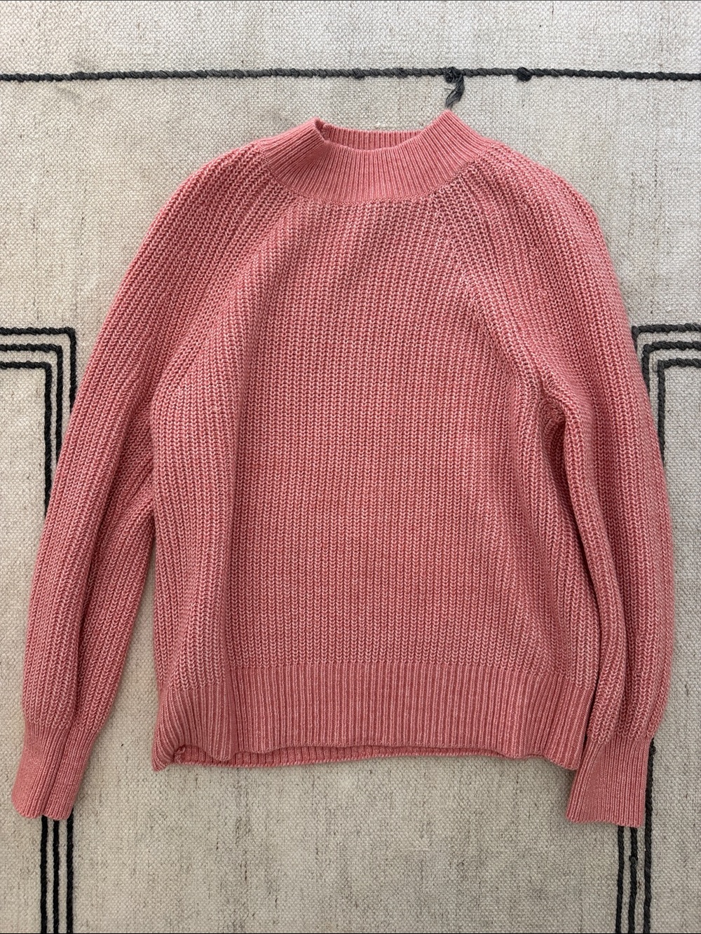 LOFT Rose Pink Mock Neck Knit Sweater wool - blend